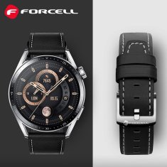 FORCELL Pasek za Samsung Galaxy Watch Forcell F-Design FS21 z luknjami iz umetnega usnja, 22 mm, črn