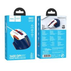 Hoco Žična igralna miška Hoco USB A 3600 dpi GM31 belo-modra
