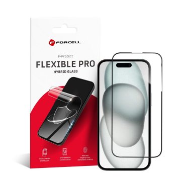 FORCELL Hibridno steklo za iPhone 15 PLUS Forcell Flexible 5D črno