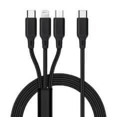 OEM Kabel 3v1 tip C za Lightning / tip C / Micro USB 2,4A C171 1,2 m črn