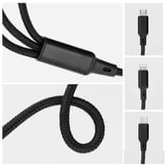OEM Kabel 3v1 tip C za Lightning / tip C / Micro USB 2,4A C171 1,2 m črn