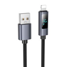 Hoco USB kabel A na Lightning Hoco 2,4A z zaslonom 1 m X112 črn