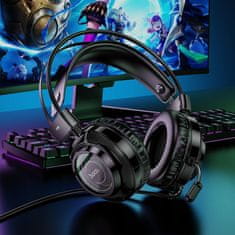 Hoco Žične slušalke za igre USB A + Jack 3,5 mm Hoco 2 m W110 črne
