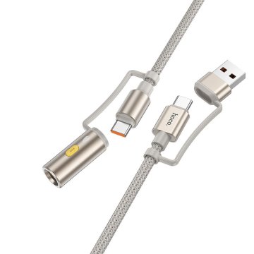 Hoco Vse v enem USB A / USB C na USB C kabel / Avtomobilski vžigalnik Hoco 3A 60W 1,2 m U138 siva