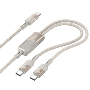 Hoco 2-v-1 USB C na USB C / USB C kabel Hoco 5A 100W 1,2 m U139 zlata