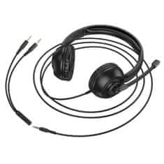 Hoco Slušalke z žico Jack 3,5 mm Hoco W112 črne