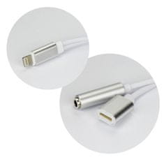 OEM AUX adapter 2v1 Lightning (moški) na Lightning (ženski) / Jack 3,5 mm (ženski) srebrni