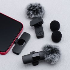 OEM Brezžični mikrofon za kravato Lightning z dolgim mikrofonom (2 v kompletu) K1 črn