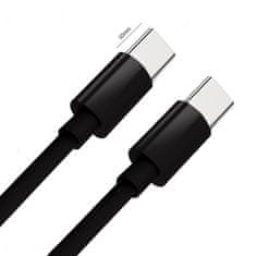 OEM Kabel tip C na tip C PD QC 3A 60W C296 (dolgi konektor 8 mm) 1 m črn