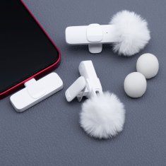 OEM Brezžični mikrofon za kravato Lightning z dolgim mikrofonom (2 v kompletu) K1 bel
