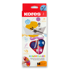 Kores Vodne barve AKUARELLOS 30 mm x 12 barv + čopič