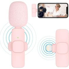 OEM Brezžični mikrofon za kravato Lightning z dolgim lasom (2 v kompletu) K1 roza