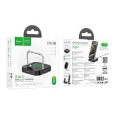 Hoco Namizni polnilnik Hoco 2v1 USB C PD QC 3A 30W + brezžično polnjenje 5W CQ16B črn