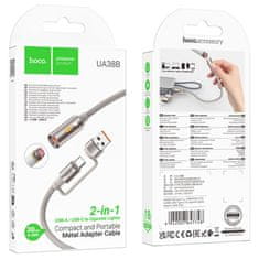 Hoco USB kabel A / USB C za avtomobilski vžigalnik Hoco 0,3 m UA38B zlati
