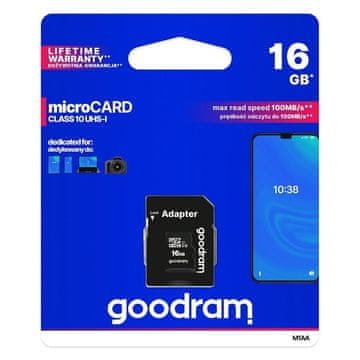 GoodRam GOODRAM microSD pomnilniška kartica 16 GB 100 MB/s razred 10 UHS I s SD adapterjem