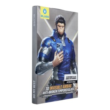 BLUEO 5D kaljeno steklo Mr. Monkey Glass - Apple iPhone 15 Pro črno (Airbag Anti-broken)