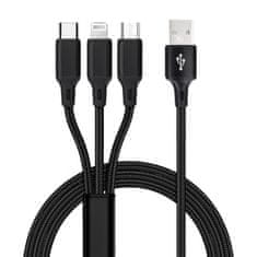 OEM Kabel 3v1 USB A na Lightning / Tip C / Micro USB C171 1,2 m črn