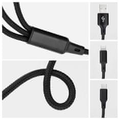 OEM Kabel 3v1 USB A na Lightning / Tip C / Micro USB C171 1,2 m črn