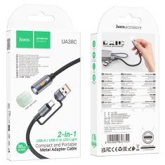 Hoco USB kabel A / USB C za LED svetilko Hoco 0,3 m UA38C črn