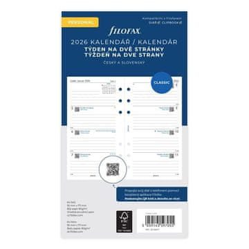 Filofax Polnilo za dnevnik, A6, teden/2 strani