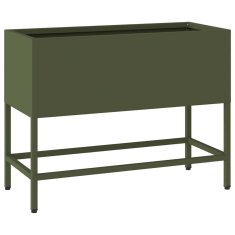 Vidaxl Povišano vrtnarsko korito Olivno zelena 60 x 26 x 45 cm Jeklo