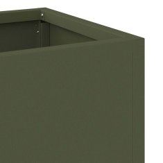 Vidaxl Povišano vrtnarsko korito Olivno zelena 100 x 26 x 82 cm Jeklo