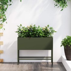 Vidaxl Povišano vrtnarsko korito Olivno zelena 60 x 26 x 45 cm Jeklo