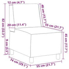 Vidaxl Modularna sofa enota brez naslonov 2 pcs Siva 55 x 74 x 82 cm