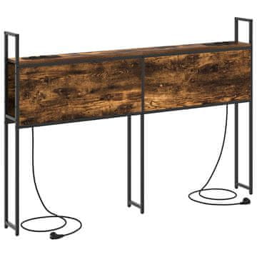 Vidaxl Headboard za shranjevanje z postajo za polnjenje Dimljeni hrast