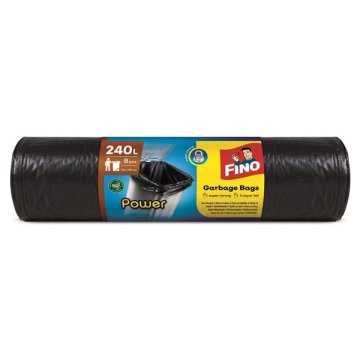 Fino Vreče za smeti - trdne, črne, 240 l, 8 kosov