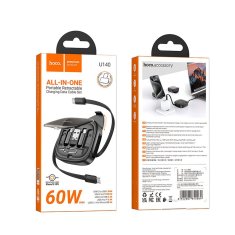 Hoco Vse v enem kabel v kompletu z zamenljivimi končniki Hoco PD 3A 60W 0,95 m U140 črn