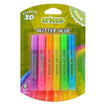 CRICCO Glitter Glue, 6 neonskih barv, 10 g