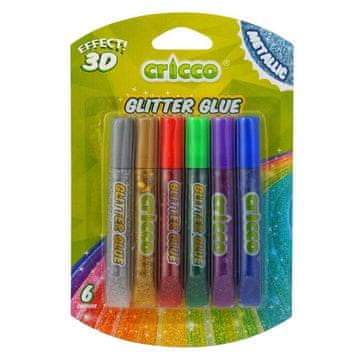 CRICCO Glitter Glue, 6 kovinskih barv, 10 g