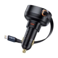 BASEUS BASEUS avtomobilska polnilna naprava tip C + zložljiv kabel LightningPD3.0 QC4.0 3A 55W CCTXP-CC / C00057803111-00 črna