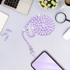 OEM Vratna vrvica za telefon, obesek za telefon - CRYSTAL DIAMON / dolžina vrvice 74 cm (37 cm v zanki) / za okoli vratu - vijolična