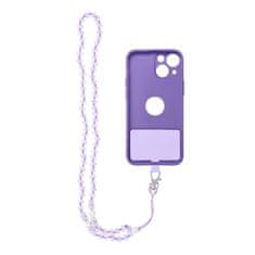 OEM Vratna vrvica za telefon, obesek za telefon - CRYSTAL DIAMON / dolžina vrvice 74 cm (37 cm v zanki) / za okoli vratu - vijolična