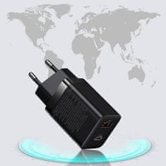 BASEUS BASEUS omrežni polnilnik USB A + Tip C PD QC3.0 30W CCSUPP-E01/CCCJG30UE črn
