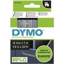 Dymo Trak D1 širine 12 mm, prozoren/beli