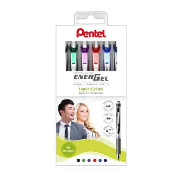 Gelski valjček Pentel Energel, 0,7 mm, komplet 6 barv