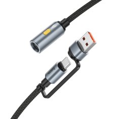 Hoco USB kabel A / USB C za avtomobilski vžigalnik Hoco 0,3 m UA38B črn