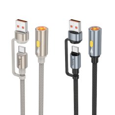 Hoco USB kabel A / USB C za avtomobilski vžigalnik Hoco 0,3 m UA38B črn