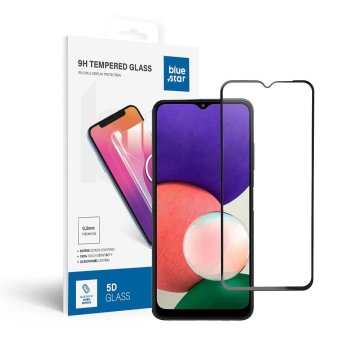Blue Star Temperirano steklo za Samsung Galaxy A22 5G (popolnoma prilegan / primerna za ovitke) Blue Star 5D črno