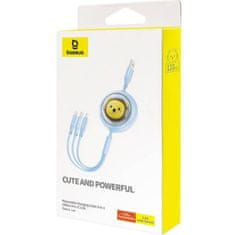 BASEUS BASEUS zvit kabel 3v1 USB A na Micro USB / Lightning / Tip C 3,5A CB000063 1,1 m modra