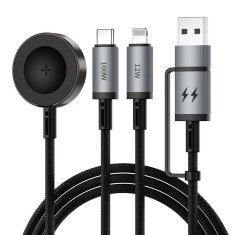 WiWU WiWU - USB kabel serije Legend Wi-C050 5v1 Fast Charging USB A/USB C do C+L+Wireless 100W - črn