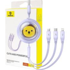 BASEUS BASEUS navijalni kabel 3v1 USB A na Micro USB / Lightning / Tip C 3,5A CB000063 1,1 m vijoličen