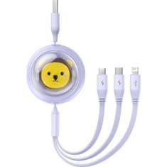 BASEUS BASEUS navijalni kabel 3v1 USB A na Micro USB / Lightning / Tip C 3,5A CB000063 1,1 m vijoličen