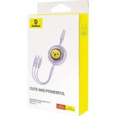 BASEUS BASEUS navijalni kabel 3v1 USB A na Micro USB / Lightning / Tip C 3,5A CB000063 1,1 m vijoličen