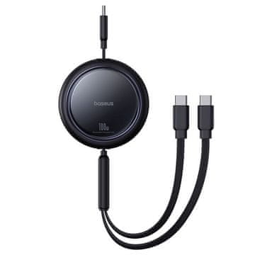 BASEUS BASEUS navijalni kabel 2v1 tip C za 2 x tip C 100 W 1 m črn