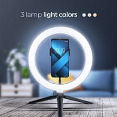 OEM LED Ring Stream RGB 10-palčna obročasta svetilka z držalom za telefon + stojalo, črna