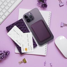 OEM Magnetni denarnik za kartice LEATHER MAG WALLET, združljiv z MagSafe, temno vijoličen